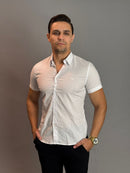 Camisa Social Masculina com Botão Manga Curta - Branca