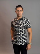 Camisa Social Masculina com Botão Manga Curta - Estampada