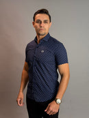 Camisa Social Masculina com Botão Manga Curta - Estampado